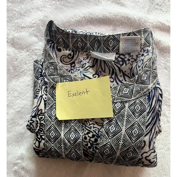 Sigrid Olsen Womens Linen White Blue Floral Tunic Top Small 3/4 Sleeves Casual - Picture 10 of 10